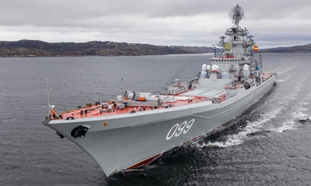 Russian ships practise in the Barents Sea