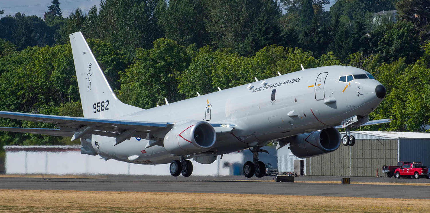 The first P-8 destined for Norway at take-off