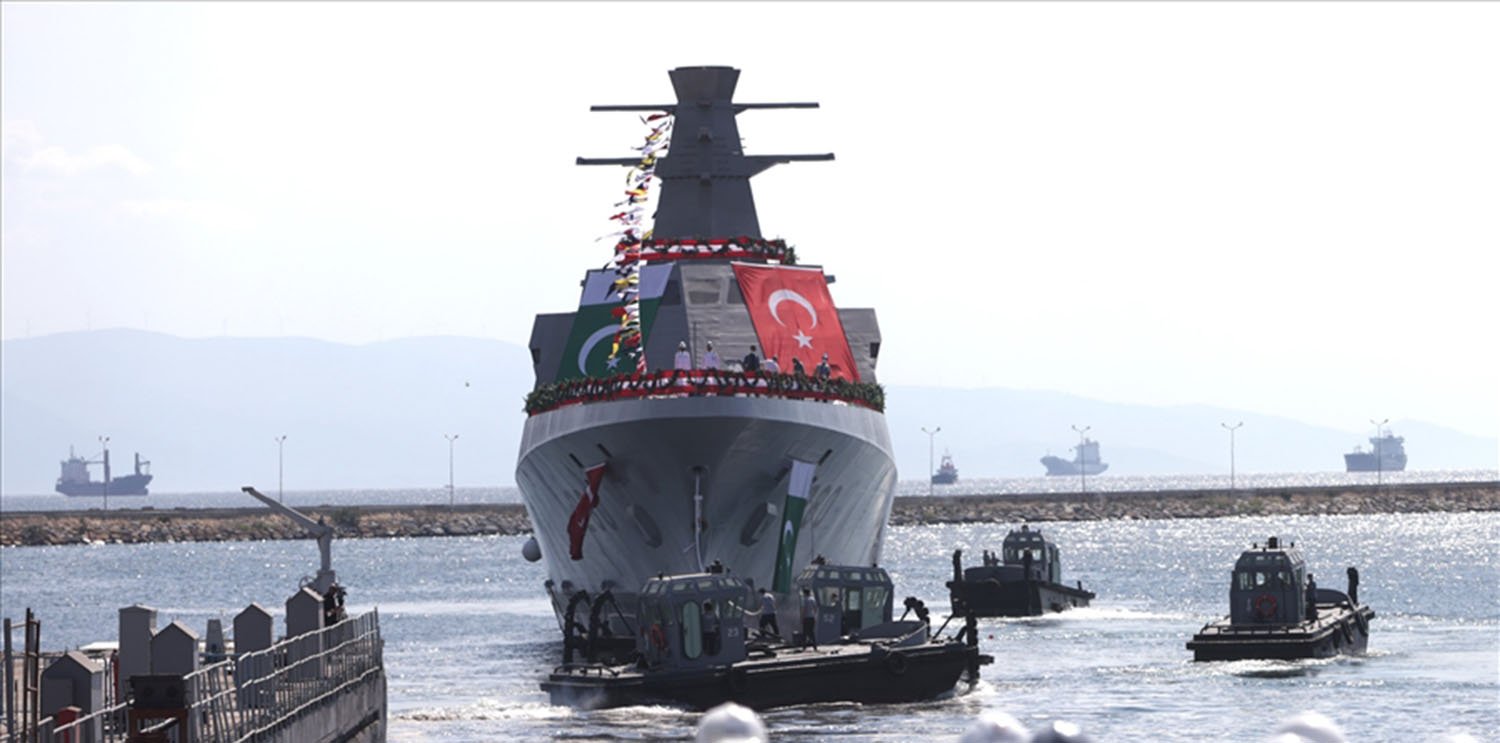 One ship, two flags: the Babur being launched