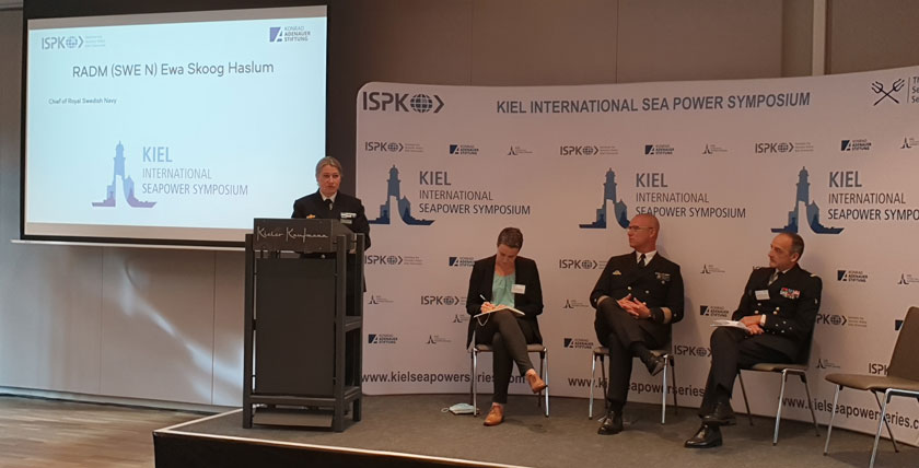 Internationales Panel mit der Befehlshaberin der schwedischen Marine, Konteradmiral Ewa Skoog Haslum. Foto: hum