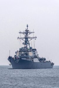 Destroyer of the United States Navy "Donald Cook" (DDG - 75, Arleigh-Burke-Class) in Warnemünde, Photo: M Peich