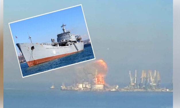 Ukraine: Russian landing ship set on fire