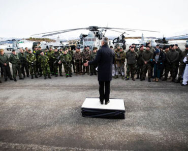 NATO Secretary General Jens Stoltenberg speaks to troops in Bardufoss, Norway, on 25 March 2022 during Cold Response, a Norwegian-led exercise involving 27 NATO allies and partners. (NATO) https://www.stripes.com/