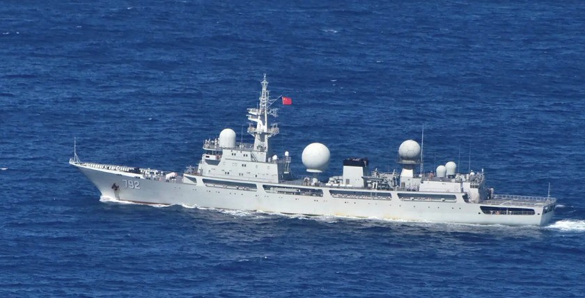 Chinese reconnaissance ship "Haiwangxing" off Australia's west coast. Photo: DoD Canberra