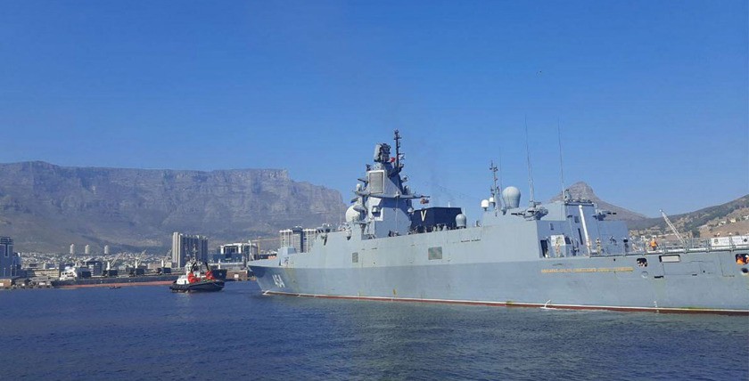 Russische Zircon-Fregatte "Admiral Gorshkov" einlaufend Kapstadt. Foto: Russisches Konsulat Kapstadt
