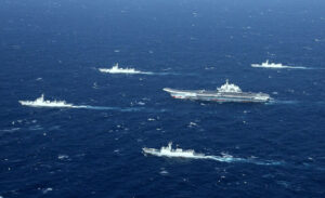 Chinesischer Flugzeugträgerverband beim Manöver um Taiwan, Foto: MoD Taiwan