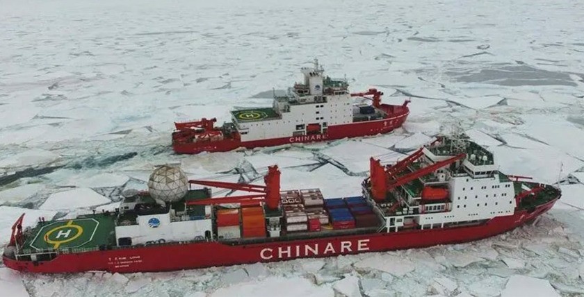 "Xue Long" (vorne) und "Xue Long 2" auf gemeinsamer Mission in der Antarktis. Foto: chinanews.cn
