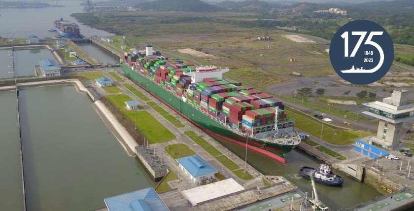 MS Triton im Panama-Kanal 2019 bei Niedrigwasser. Foto: Panama Canal Authority