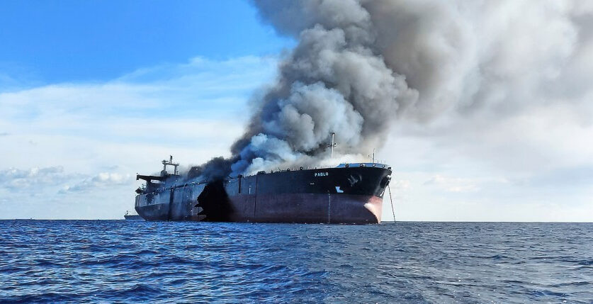 MT Pablo vor der malayischen Küste. Foto: Malaysian Maritime Enforcement Agency