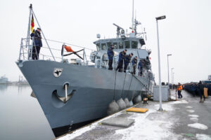 On 10 January 2014, the Grömitz minesweeper set sail for the Aegean under the command of Commander, Frigate Captain Fischborn. Photo: Marcel Kröncke