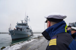 On 10 January 2014, the Grömitz minesweeper set sail for the Aegean under the command of Commander, Frigate Captain Fischborn. Photo: Marcel Kröncke