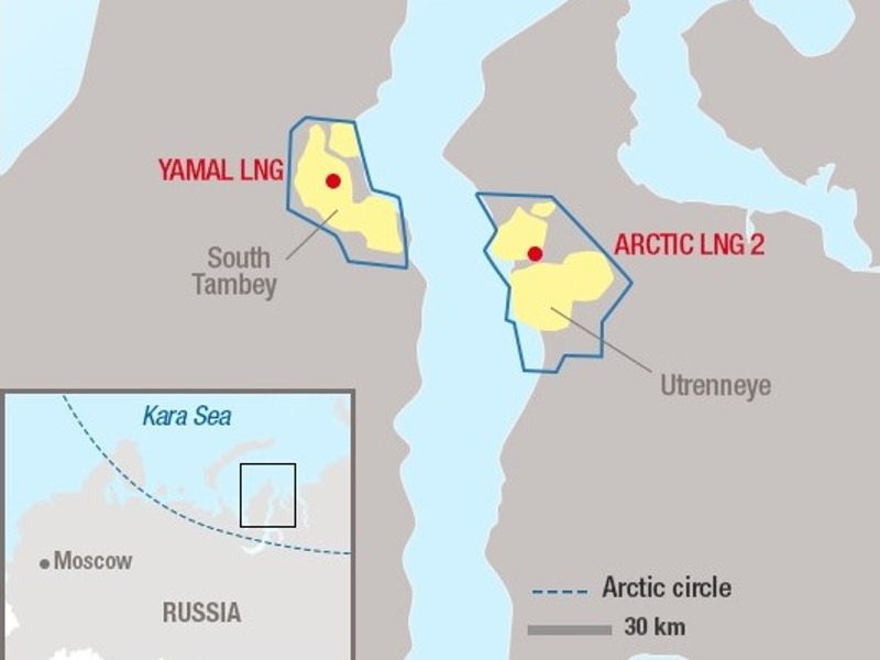 Die arktischen LNG-Projekte im sibirischen Norden Russlands. Grafik: TotalEnergies