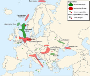 Erdöl- und Gasvorkommen in Europa. Grafik: Wikimedia Commons, CC BA-SA 3.0