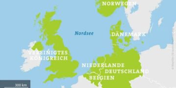 Nordsee-Anrainerstaaten. Bild: Maptiller-OpenStreetMap