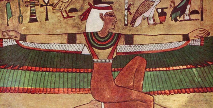 Winged Isis in her function as patron goddess, Egyptian painter around 1360 B.C. Source: Wikimedia Commons - CC0