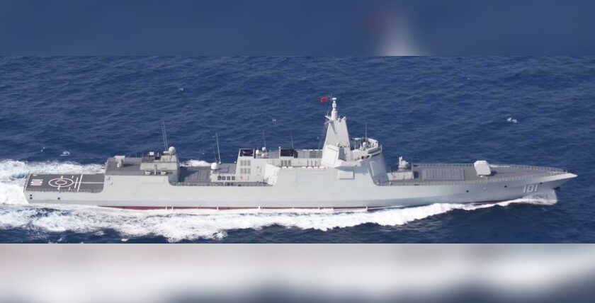 Chinese destroyer type 055 with 112 VLS cells, photo: JMSDF