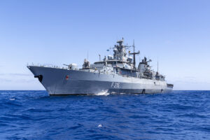 The frigate Brandenburg on patrol and air surveillance duty for UNIFIL off the coast of Lebanon, photo: Bundeswehr/Tessensohn