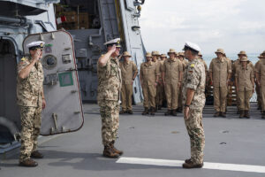 Flotilla Admiral Axel Schulz, hands over command of the frigate "Baden-Württemberg", Photo: Leon Rodewald