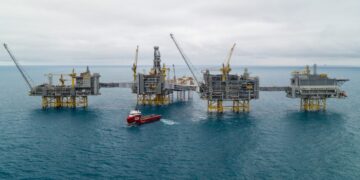 Johan Sverdrup Offshore-Feld, 140 km westlich Stavanger. Foto: Equinor ASA