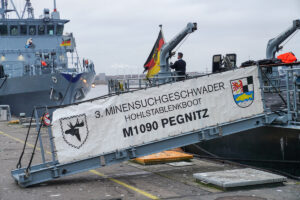 Am 03.11.24 lief das Hohlstablenkboot Pegnitz, von der NATO Unterstützungsmission Ägäis ein. Foto: Marcel Kröncke