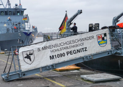 Am 03.11.24 lief das Hohlstablenkboot Pegnitz, von der NATO Unterstützungsmission Ägäis ein. Foto: Marcel Kröncke