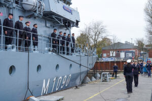 Am 03.11.24 lief das Hohlstablenkboot Pegnitz, von der NATO Unterstützungsmission Ägäis ein. Foto: Marcel Kröncke