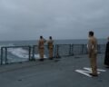 Commemoration of the dead on board the "Baden-Württemberg" at sea off Namibia. Photo: German Armed Forces