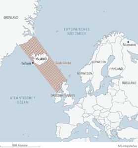 The "GIUK Gap" between Greenland and Great Britain. Infographic: NZZ/Lea