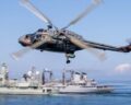 Sea Lynx in front of the French fleet tanker "Somme" and the Portuguese frigate "Bartolomeu Dias". Photo: Michael Nitz