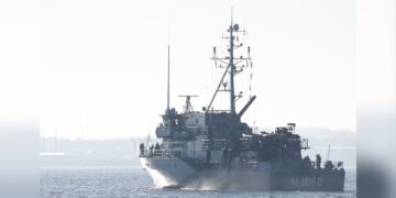 On 28.02.22 the minehunting boat Datteln sailed to reinforce NATO's northern flank. Photo: German Armed Forces