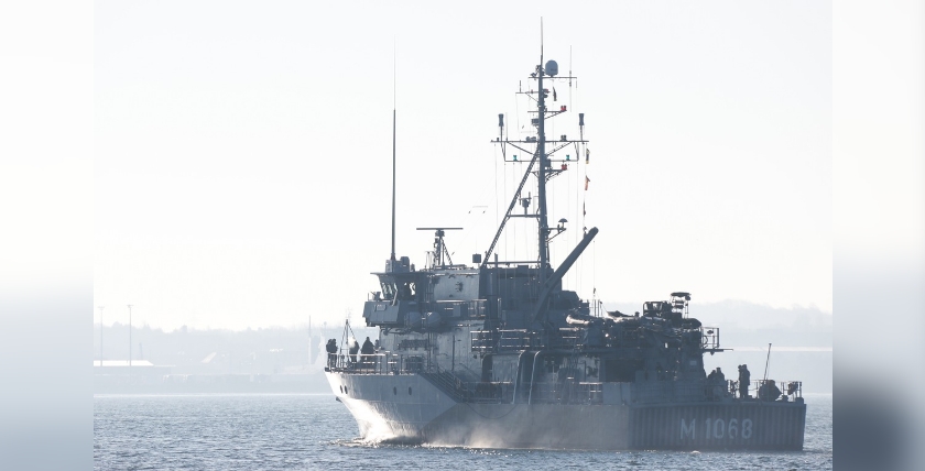 On 28.02.22 the minehunting boat Datteln sailed to reinforce NATO's northern flank. Photo: German Armed Forces