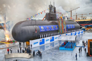 Stapellauf des ersten KSS-III-Boots Dosan Ahn Chang-ho bei Daewoo Shipbuilding 2018, Foto: DSME