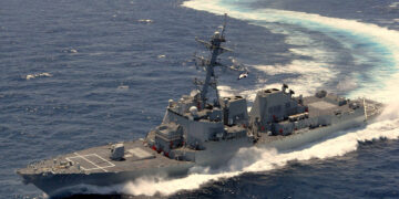 USS Gravely (DDG 107) during sea trials in the Gulf of Mexico. Photo: U.S. Navy/Northop Grumman