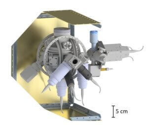 Sensorkopf eines Quanten-Inertialsensors, der derzeit am Institut für Quantenoptik der Universität Hannover gebaut wird, Foto: Gottfried Wilhelm Leibniz Universität Hannover/Matthias Gersemann