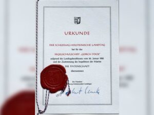 Certificate of sponsorship from the SH state parliament in 1982. Image: Landtag SH