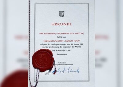 Certificate of sponsorship from the SH state parliament in 1982. Image: Landtag SH