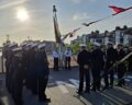 Flaggenparade an Bord der Fregatte "Nordrhein-Westfalen" Foto. Brüdegam