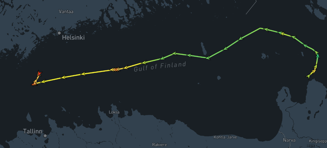 EAGLE S route according to Marinetraffic. Image: NotAGenious, CC BY-SA 4.0