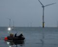 Unterwegs zwischen Windrädern in der Nordsee nördlich von Helgoland, Foto: Phillipp Steiner