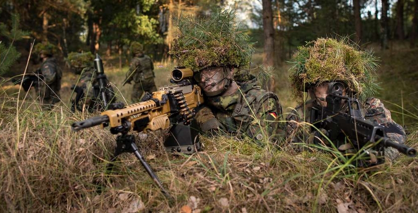 Soldiers in a rifle position. Picture: Bundeswehr/Andrea Bienert