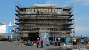 Construction of the MBV 707 fuel supply vessel at the Neptun shipyard in Rostock
