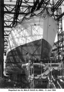 Launching of Al Malik Saud Al Awal on 5 June 1954. photo: IMMH