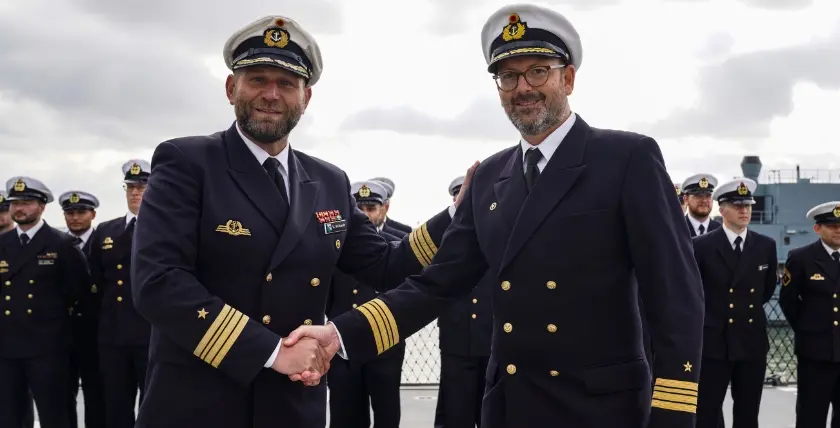 Change of command on the frigate "Rheinland-Pfalz", Photo: Bundeswehr/Leon Rodewald