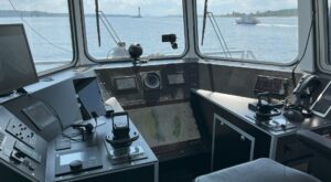 Bridge view of an autonomous vehicle on the Kiel Fjord. Photo: Anschütz