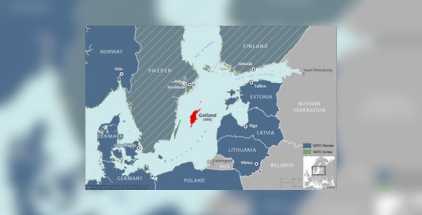 Strategische Lage Gotlands in der Ostsee. Quelle: NATO-Grafik aus 2022, vor dem NATO-Beitritt.