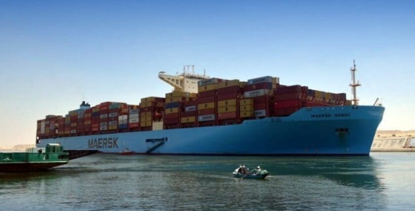 Maersk ship "Hanoi" in the Suez Canal. Image: Suez Canal Authority (SCA)