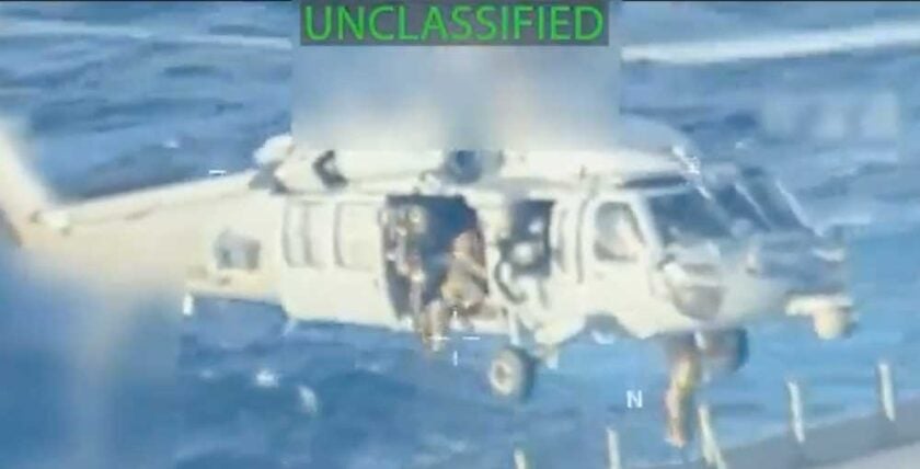 US soldiers abseiling from the helicopter onto the "Skipper". Image: US Department of Justice (DOJ)