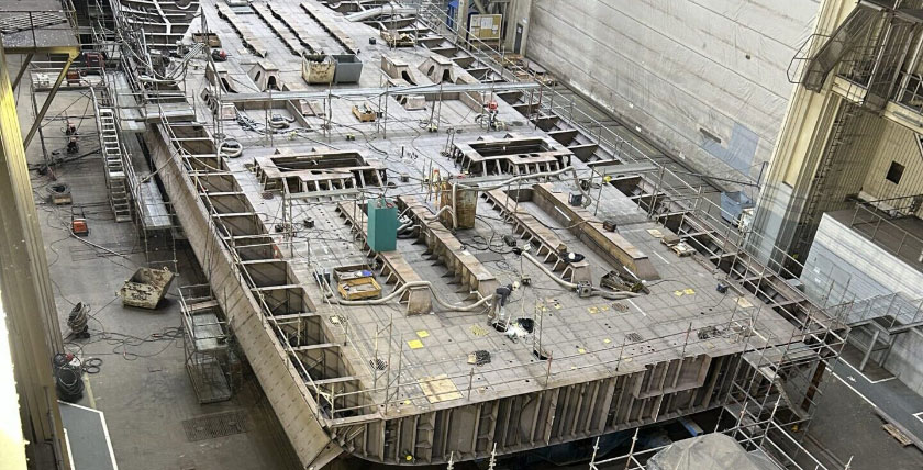 Peene-Werft - a picture of the status of the F126 production line. Photo: NVL