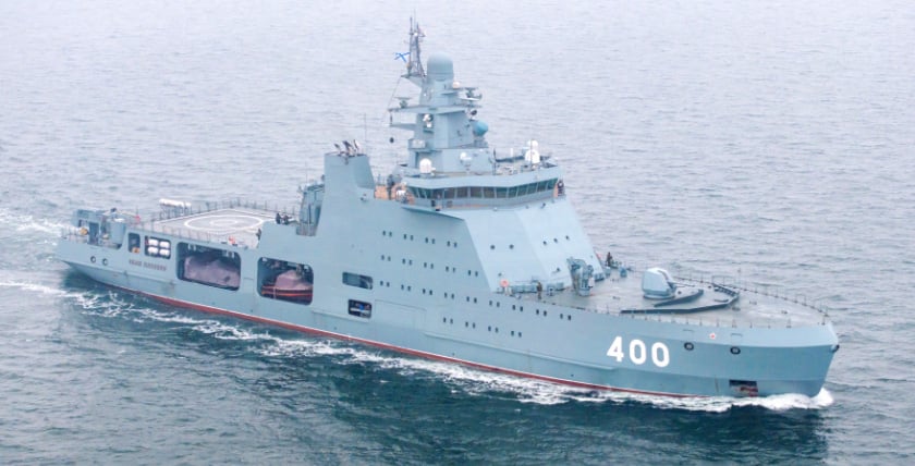 The Ivan Papanin, the Russian Navy's first military icebreaker, displaces 8500 tonnes, photo: Michael Nitz