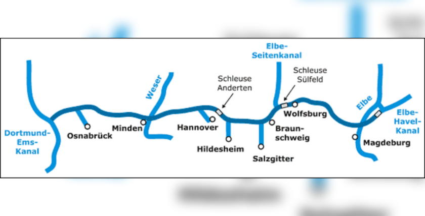 West-east connection of the Mittelland Canal. Graphic: Jörg Schönebaum/CC BY-SA 2.0 DE